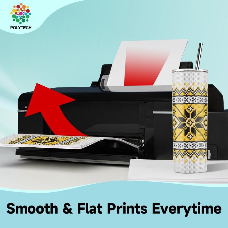 Polytech Sublimation Paper, 8.5x11, 50 Sheets, Heat Transfer Paper for All Sublimiation Blanks, For All Sublimation Printer and Ink, For Tumblers, Magnet Blanks, Ceramic Ornaments, Light T-Shirt,125G - Image 4